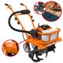 Imagem de Micro Trator Tipo Tobata Tobatinha Microtrator Tratorito Motor Cultivador Motocultivador Profissional Vulcan VMC360 À Gasolina 53cc 3,6HP 4T Completo 16 Lâminas Cultivadoras e Rodas Para Transporte