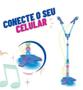 Imagem de Microfone Duplo Azul Pedestal Luz Som Celular MP3  - DMToys