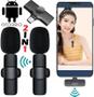 Imagem de Microfone Duplo de Lapela Sem Fio Para Celular Compatível Com Android Universal Entrada Usb C Tipo C