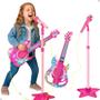 Microfone e Guitarra Infantil c/ Som luzes Música Conecta Celular - DM Toys Imagem de Microfone e Guitarra Infantil c/ Som luzes Música Conecta Celular