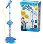 Imagem de Microfone musical infantil com pedestal rock show azul 88cm cabo p2 + luz a pilha - DM BRASIL