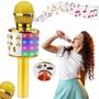 Imagem de Microfone Musical Karaokê Infantil Brinquedo Sem Fio com Bluetooth e Alto Falante Efeito Voz Modo Gravação Para Festa