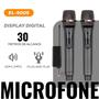 Imagem de Microfones Dinâmico Sem Fio Duplo Profissional Recarregável Uhf Preto - Eletromex