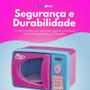 Imagem de Microondas Brinquedo Azul Rosa Infantil Divertida Para Criança Menina Faz De Conta Colecionável Para Brincar Diversão