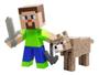 Imagem de Minecraft - Steve com lobo bege e picareta+espada