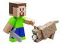 Imagem de Minecraft - Steve com lobo bege e picareta+espada