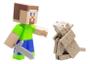 Imagem de Minecraft - Steve com lobo bege e picareta+espada