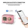 Imagem de Mini Alto-Falante Bluetooth Retro Portátil com Rádio - Entrada USB/TF - Rosa