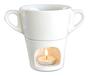 Imagem de Mini aparelho de fondue porcelana individual casal 250ml + vela e 2 garfos inox