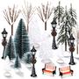 Imagem de Mini Árvore de Natal Artificial Aoriher com Neve (22cm) - Conjunto com 28 Unidades