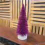 Imagem de Mini Árvore Natal Enfeite de Mesa Violeta Base Tronco Madeira 16cm - Art Christmas