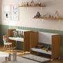 Imagem de Mini Berço com colchão D18, Quarto infantil Unissex, rodízios, mosqueteiro Cor Branco / Nature - MJM Casa dos Moveis