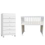 Imagem de Mini Berço Moisés Alegria com Colchão e Cômoda Gaveteiro Ternura Baby Branco Brilho - Incorplac