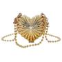 Imagem de mini bolsa feminina luxo bolsinha transversal coração e concha dourada prateada estilosa