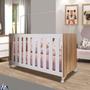 Imagem de Mini Cama Berço com Colchão e Rodízios Nogal Manchester e Branco