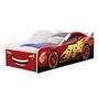 Imagem de mini cama infantil adesivada carro baixa de chão com proteção lateral MDF com colchão juvenil