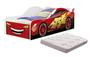 Imagem de mini cama infantil adesivada carro baixa de chão com proteção lateral MDF com colchão juvenil