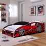 Imagem de Mini Cama Infantil Carro Corrida Speedy MDF Montessoriana Proteção Lateral Decoração Kids Tema Quarto Menino - Vermelho/Preto  RPM