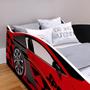 Imagem de Mini Cama Infantil Carro Corrida Speedy MDF Montessoriana Proteção Lateral Decoração Kids Tema Quarto Menino - Vermelho/Preto  RPM