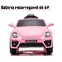 Imagem de Mini carro eletrico infantil volkswagen beetle fusca rosa