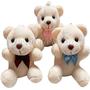 Imagem de Mini Chaveiro Urso de Pelúcia Creme com Laço 9cm - Jogo De 06pçs