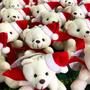 Imagem de Mini Chaveiros Urso Noel Creme Pelúcia 9,5cm Natal - Unidade