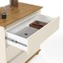 Imagem de Mini Cômoda E-J Modelo Retrô Com Pés em Madeira Maciça Puxadores Internos e Tampo Em MDF 3 Gavetas Com Corrediças Telescópicas Cor Off/Freijó