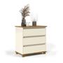 Imagem de Mini Cômoda Off White e Freijó Para Quarto Com 3 Gavetas - EJ Móveis