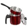 Imagem de Mini Cuscuzeira Fervedor Aluminio Tampa  Vidro N12 vermelho