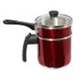 Imagem de Mini Cuscuzeira Fervedor Aluminio Tampa  Vidro N12 vermelho