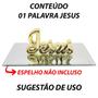 Imagem de Mini Enfeite Palavra Jesus Pequeno Decorativo Decoração Sala Quarto Cabeceira Estante Mesa Rack Escultura Porcelana