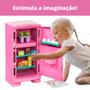 Imagem de Mini Geladeira Infantil Cozinha Brinquedo Grande Rosa Menina