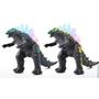 Imagem de Mini Godzilla Preto Boneco Dinossauro Sons de Rugidos e Luz Azul Amarelo á Pilha ENVIO RAPIDO