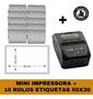 Imagem de Mini Impressora Bluetooth + 10 Rolos Etiqueta Adesiva 57x30