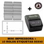 Imagem de Mini Impressora Bluetooth + 10 Rolos Etiqueta Adesiva 58x40