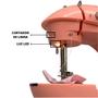 Imagem de Mini Máquina De Costura Rosa Portátil Bivolt Com Pedal Acessórios Luz Led Cortador de Linha Barbie Pink Lanmax