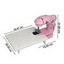 Imagem de Mini Máquina de Costura Rosa Portátil com Mesa Funciona com Pilhas ou Tomada