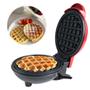 Imagem de Mini Máquina de Waffles Elétrica Casa Cozinha Fazer Waffle Vermelho