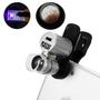 Imagem de Mini Microscópio Lupa Clip Para Celular Smartphone Lente Zoom 60x Com 2 Led Branco E 1 Uv 9882W7