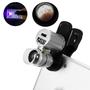 Imagem de Mini Microscópio Lupa Lente Zoom 60x Com Clip Led Uv Para Celular Smartphone 9882W