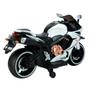 Imagem de Mini Moto Eletrica 12v Branca CBR Suporta 30kg Marcha Ré Bluetooth Luzes Velocidade Máxima 3km/h Bivolt