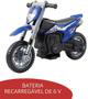 Imagem de Mini Moto Elétrica Cross 6V Importway Azul BW233AZ Certificado Inmetro Velocidade Máxima 3km/h Luz Rodas de Treinamento