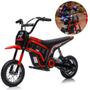 Imagem de Mini Moto Elétrica Infantil 24V Trilha Bateria 2 Motores 350W Rodas 12" Suspensão LED Música e Acelerador no Guidão