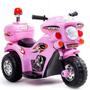 Imagem de Mini Moto Elétrica Infantil Triciclo Criança Bateria 6V Importway BW002-R Rosa Polícia Bivolt