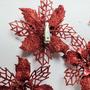 Imagem de Mini Poinsettia Vermelha 10Cm Com Presilha Enfeite De Natal