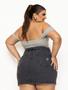 Imagem de Mini Saia Jeans Feminina Grafite Plus Size Cintura Alta Tendência Verão
