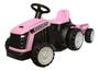 Imagem de Mini trator elétrico infantil com carreta reboque 6v rosa