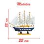 Imagem de Miniatura Barco Navio de Madeira Veleiro Decorativo  22cm