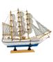 Imagem de Miniatura Barco Navio Veleiro Madeira Base Azul 26x5x30cm