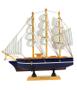 Imagem de Miniatura Barco Navio Veleiro Madeira Casco Azul 21x4x21cm